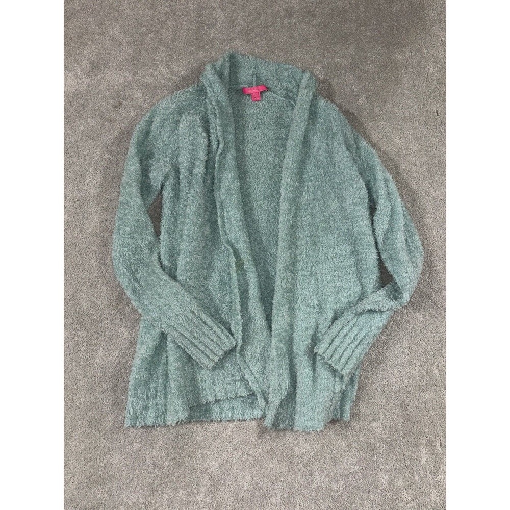 Lilly Pulitzer Blue Basia Open Front Long Cardigan Size M Merino Wool Blend